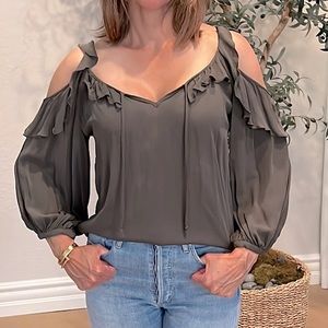 Parker Cold Shoulder Blouse With Ruffle detail
